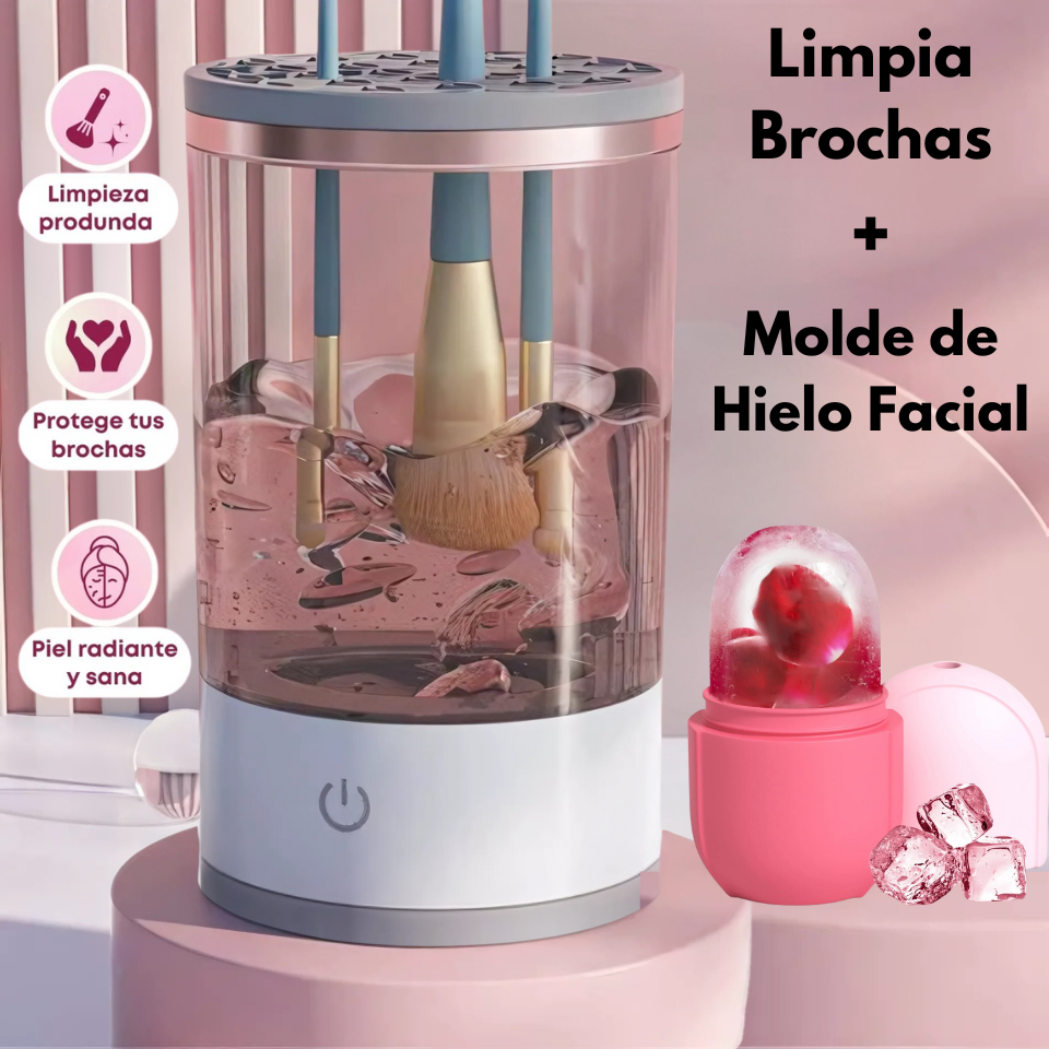 COMBO Limpia Brochas BrushGlow™ + Molde de Hielo Facial