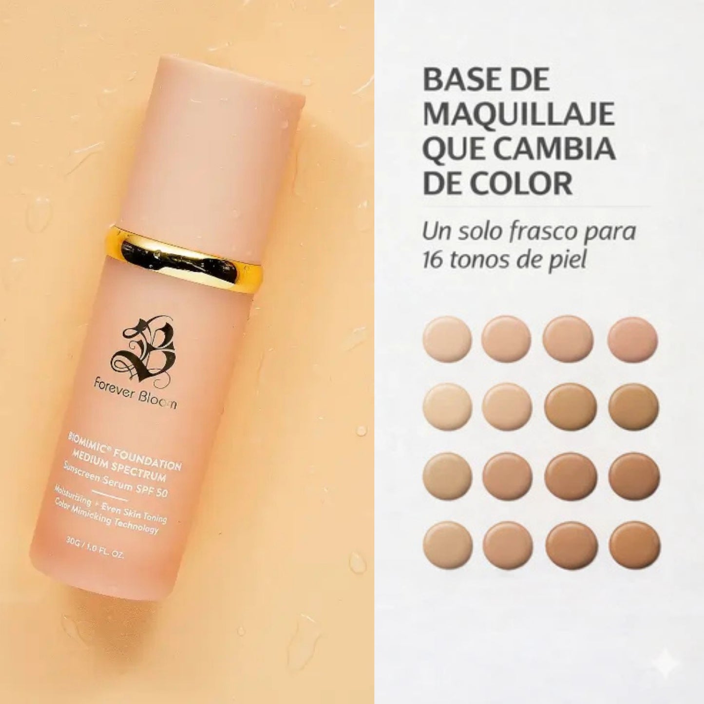 Base de Maquillaje Antiedad con SPF 50 – Se Adapta a tu Tono de Piel
